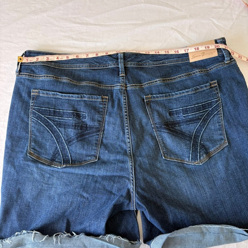 Seven7 Bermuda Denim Shorts Dark Wash Raw Hem Plus Size 22 1141319 - Picture 11 of 13